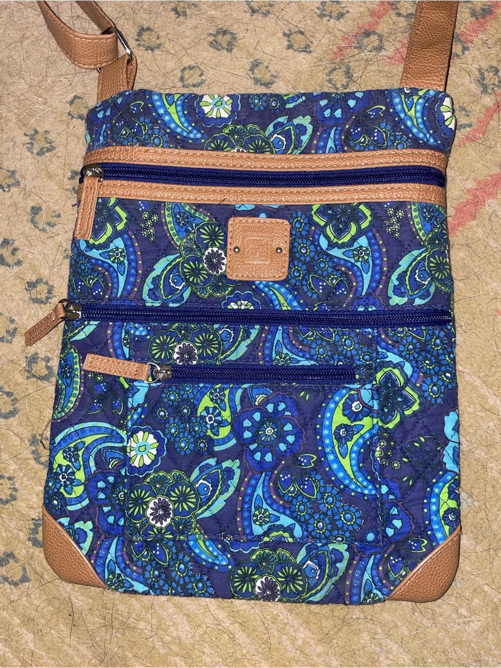 Stone Mountain Blue & Green Paisley Quilted Crossbody Purse, NWOT